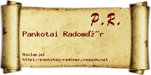 Pankotai Radomér névjegykártya